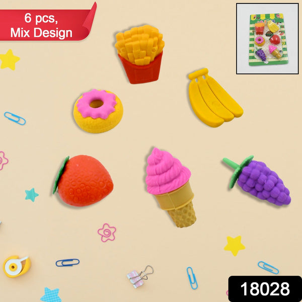 3D Food Fancy & Colorful Erasers – Cute Novelty Eraser Set for Kids & School Prize (1 Set / Mix Design & Color) the24kgal