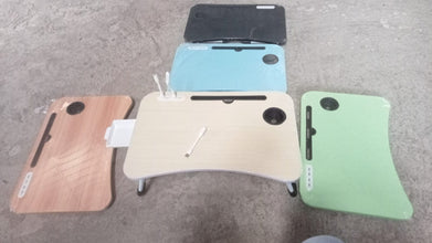 MultiPurpose Study Table Foldable Portable Notebook Bed Lap Desk Tray Stand Reading Holder with Coffee Cup Slot, Drawer, Fan, USB Cable & Light for Breakfast, Reading & Movie Watching (1 Pc Mix Color) the24kgal