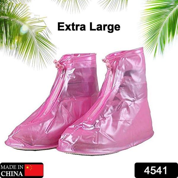 4541 Plastic Shoes Cover Reusable Anti-Slip Boots Zippered Overshoes Covers Pink, Transparent Waterproof Snow Rain Boots for Kids/Adult Shoes, for Rainy Season (XL Size1 Pairs) the24kgal