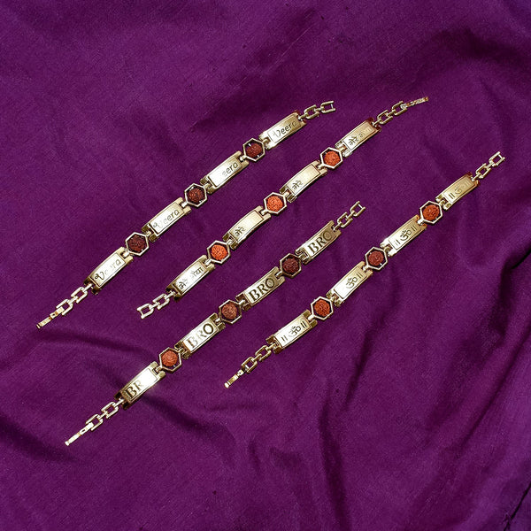 Gold Plated Hexa Bead Bracelet Rakhi For Brother  (1 Pc) Wukusy