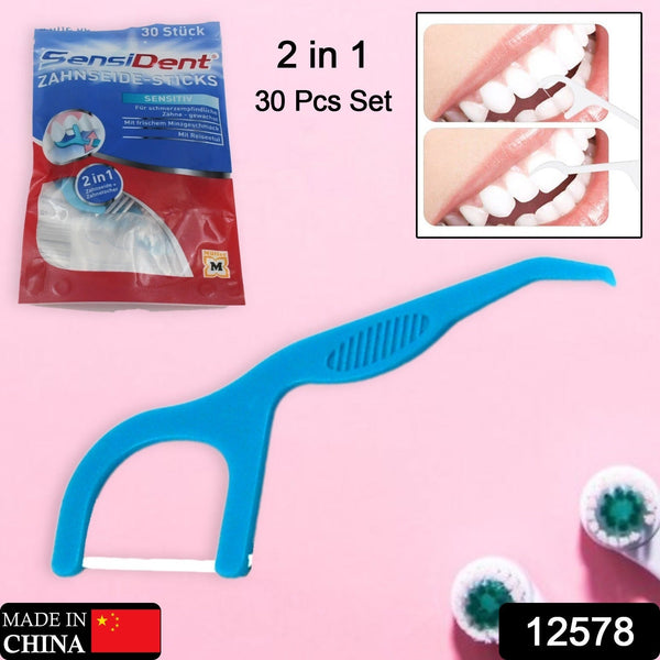 2 In 1 Tooth Picks Flosses, Portable Toothpicks, Resealable Oral Care Dental Flosser, Easy Storage Dental Pick for Fresh Breath and Healthy (30 Pcs Set) (Mix Color) the24kgal