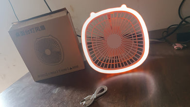 USB PORTABLE MINI DESK FAN WITH LIGHT & COLOR BOX (1 PC / Mix Color) the24kgal