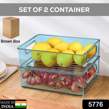 Plastic Refrigerator Organizer Bins, Set Of 2 Stackable Fridge Organizers with Handle, Clear Organizing Food Fruit Vegetables Pantry Storage Bins for Freezer kitchen Cabinet Organization and Storage (2 Pcs Set Mix Color) the24kgal