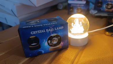 Ganpati 3D Crystal Ball lamps With Wood Base the24kgal