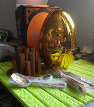 Premium Cutlery Set 24 Pcs with Oval Shaped Stand | Beautiful Stylish Oval Designed Cutlery Sets, Egg-Shaped Luxury Spoon Holder Set  (Golden / 24 pcs set) the24kgal