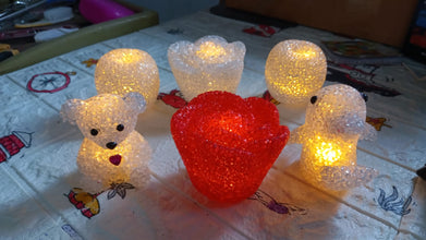 MULTI SHAPE SMALL LIGHT LAMPS LED SHAPE CRYSTAL NIGHT LIGHT LAMP (6 PC SET) the24kgal
