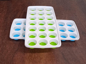 21 Cavity  Up Ice Cube Trays-Easy Release, Flexible Silicone Bottom - Stackable, BPA Free, Food Grade - for Convenient Freezer Ice Making (2 Pc Set) the24kgal
