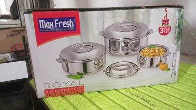 Royal Unique Hot Pot Stainless Steel Insulated Serving Casserole with Lid & Handle (3 pcs Set) the24kgal
