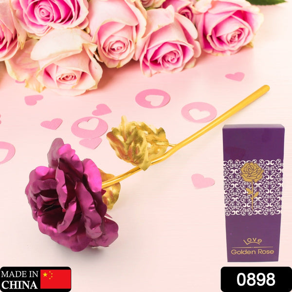 Gold Rose Artificial Rose Flower With Gift Box, Plastic Flowers Best Gifts for Friend Girl Wife Women, Golden Rose Gift for Valentine's Day, Mother's Day, Anniversary, Birthday, Wedding, Gold (1 Pc) the24kgal