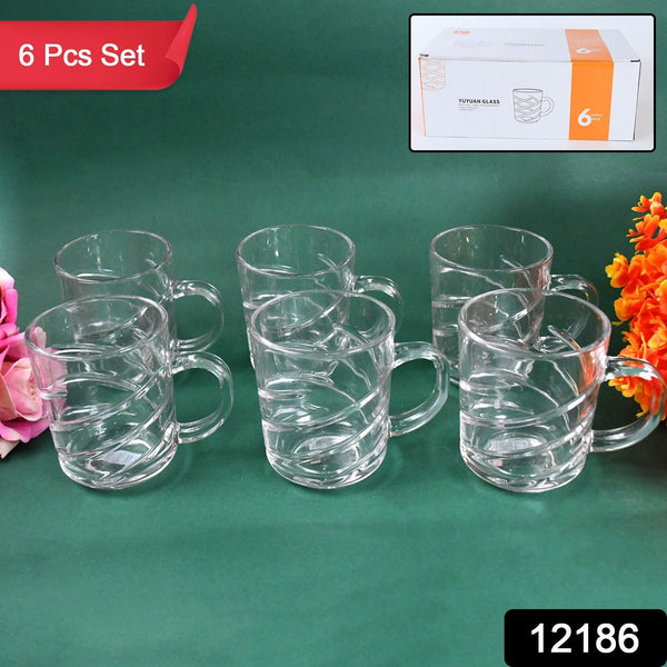 Glass Coffe & Tea Cup / Mug Enjoy Your Drink in Style, Water glass (6 pcs Set / 220 ML) the24kgal