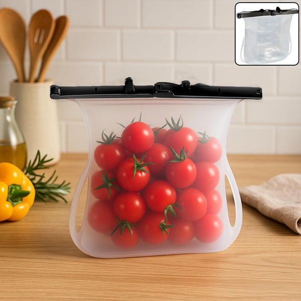 Reusable Silicone Food Storage Bag – Leakproof, Flat Bottom, Freezer & Microwave Safe, BPA-Free Snack & Sandwich Bag (1 Pc) the24kgal