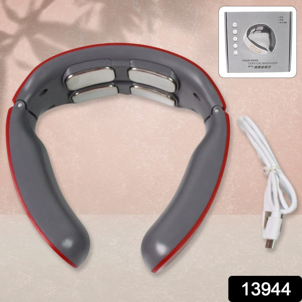 4 Heads Smart Electric Neck and Back Pulse Massager (1 Pc / Mix Design) the24kgal