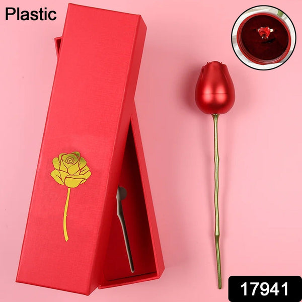 Plastic Red Rose Couple Rings Box-Fancy Rings Box (No Rings Included / 1 pc) the24kgal