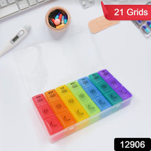 Pill Box 7 Day Weekly Medicine Organizer Daily Planner Portable Travel Container Holder for Vitamin and Supplement Moisture-Proof Compartments Case for Pocket Purse Easy to Use BPA Free (21 Grid) the24kgal