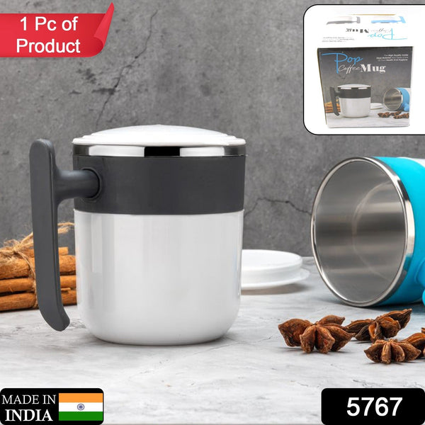 Stainless Steel Insulated Coffee/Tea Mug with Lid – Double Wall Hot Beverage Travel Cup, Milk Mug for Office & Home Use (1 Pc) the24kgal