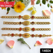 Gold Plated Metal Bracelet Rakhi For Brother (1 Pc) Wukusy