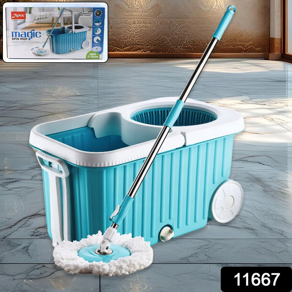 Apex Magic 360° Spin Mop Cleaning System with Stainless Steel Spinner the24kgal