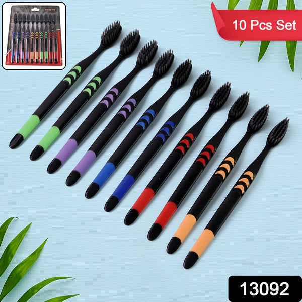 Soft Toothbrush With Plastic Round Box for Men and Women, Kids, Adults Plastic Toothbrush (10 pcs Set) the24kgal