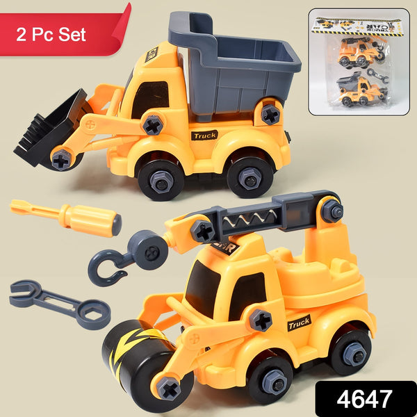 Engineering Vehicles Nut Assembly Toy – DIY Vehicle Model Set for Kids, Simulation Car Construction Toy (2 Pc Set) the24kgal