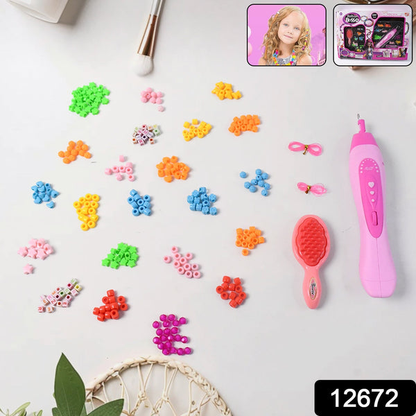 Hair Styling Clasp Clips Twisting Stringing Beads Kit for Girls, Portable Hair Braider Machine,Hairstyle Braid Kit DIY Hair Styling Tool with Comb, Rubber, Button Beads and Beads (85 Pcs Set), Hair accessories the24kgal