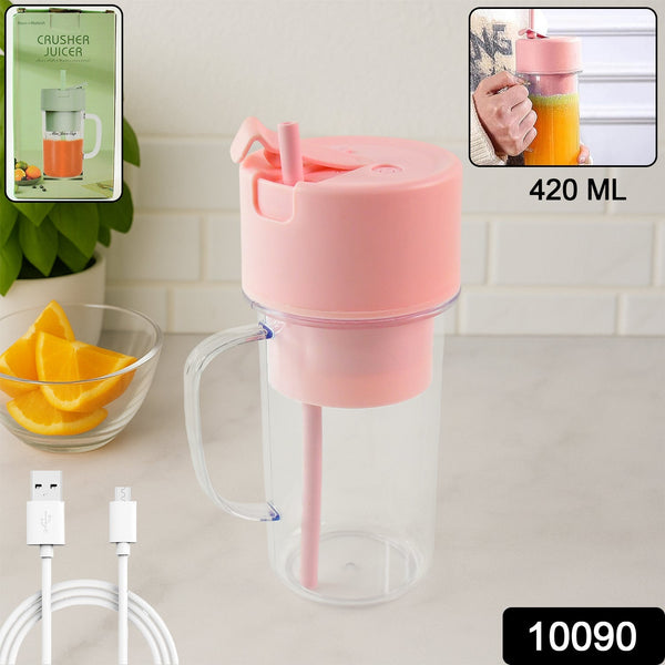 Portable Crusher Juicer With Handle & Straw, USB Rechargeable Multi Blades (420 ML) the24kgal