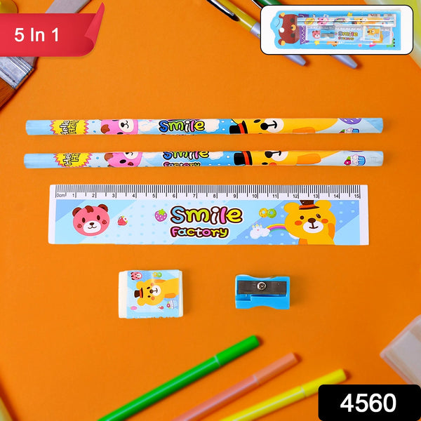 Wooden Pencil Set (5 Pc): School Supplies, Stationery Set for Kids the24kgal
